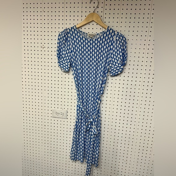 Boden Jersey Knot Moroccan Blue Geo Azure Dress - Picture 4 of 7